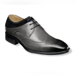 Stacy Adams Hewlett Wingtip Oxford Dress Shoes Men's Sz15M Gray & Black Leather